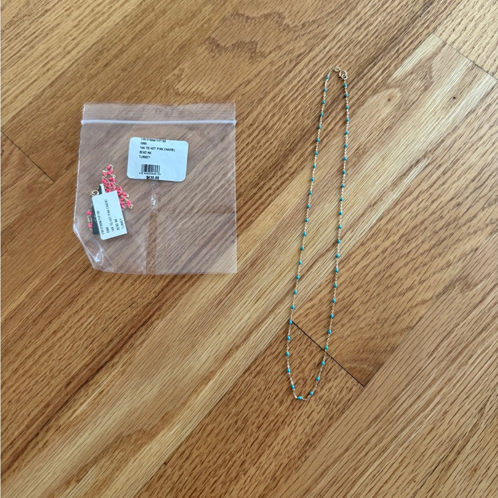 14K Yellow Gold & Enamel Beaded Cable Chain Necklace